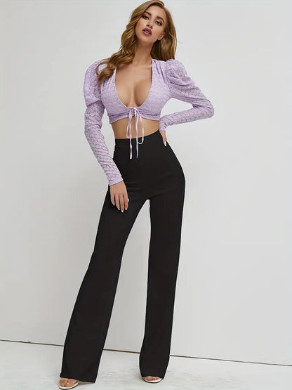 High Waist Straight Leg Work Pants