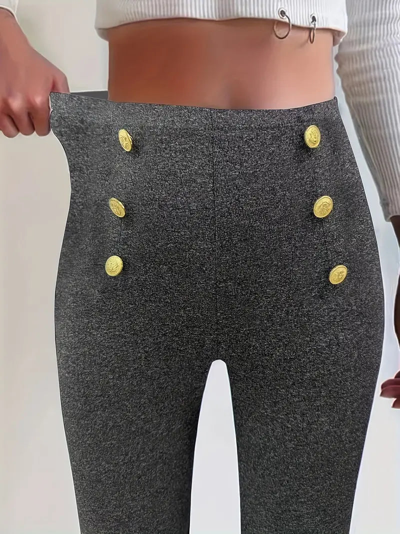 Double Breasted High Waist Skinny Pants